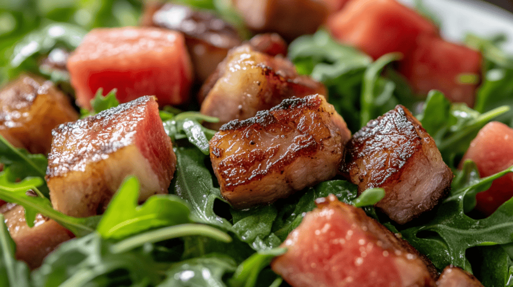 watermelon arugula and pork belly salad